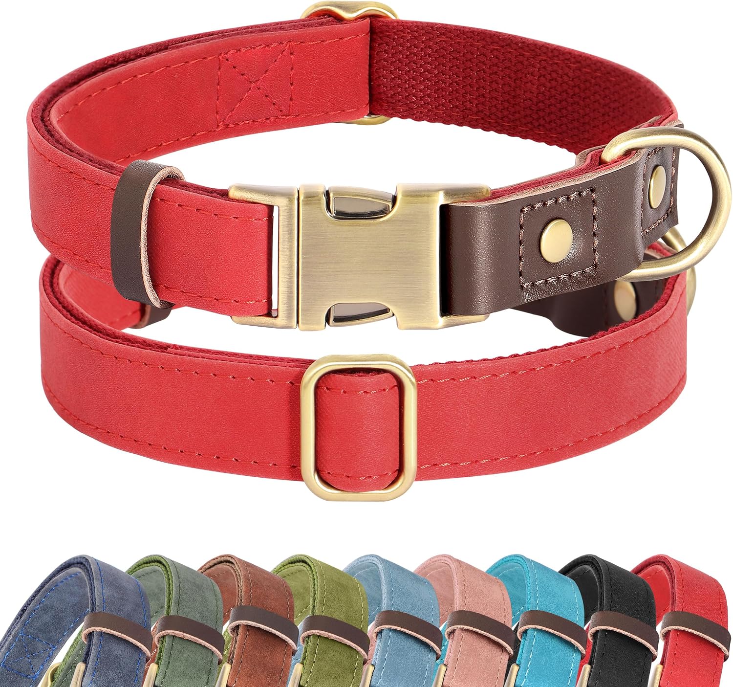 Didog Soft PU Leather Dog Collars for Small Dogs,Classic Adjustable Dog Collars with Quick Release Metal Buckle,Easy Clean and Comfortable with Nylon Lining,Green,S Neck 11-15" - Image 9