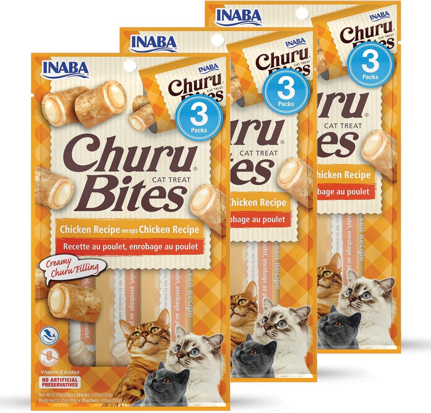 INABA Churu Bites for Cats, Soft Baked Chicken Churu Filled Cat Treats with Green Tea Extract, 0.35 Ounces Each Tube, 12 Tubes Total, 4 Flavor Variety - Image 9