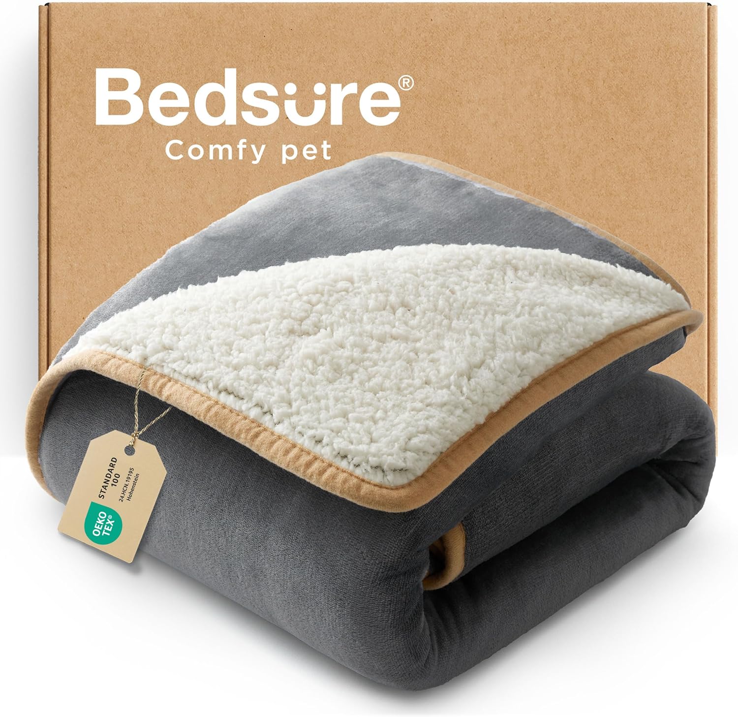 Bedsure waterproof dog blanket front view plush reversible pet throw