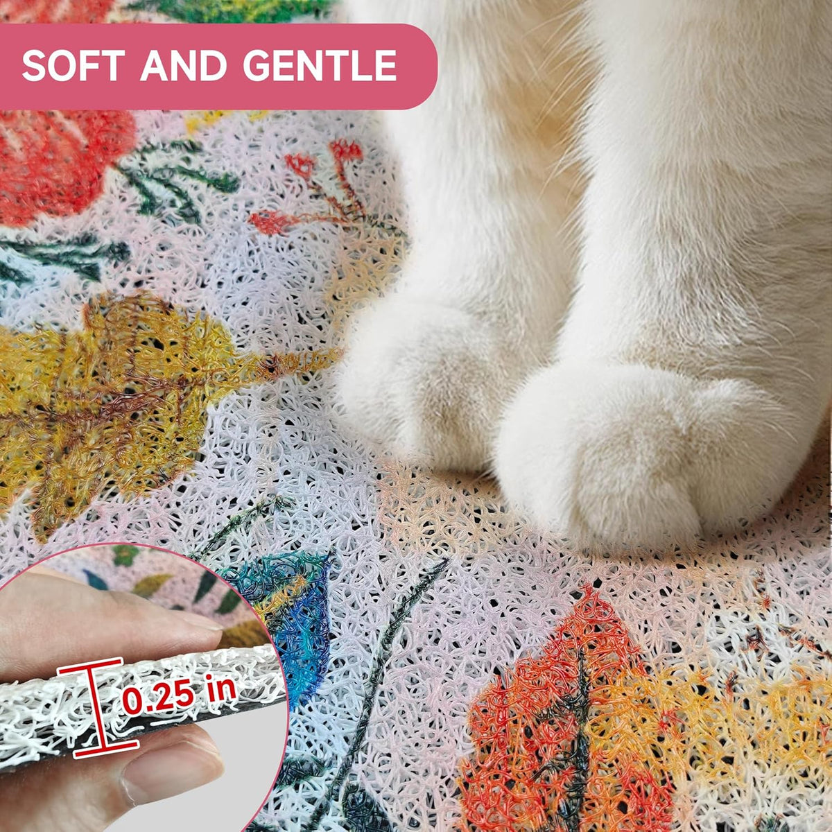 Easy clean litter box mat being rinsed clean under water stream