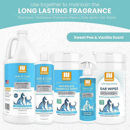 Back label of Nootie waterless shampoo wipes ingredients