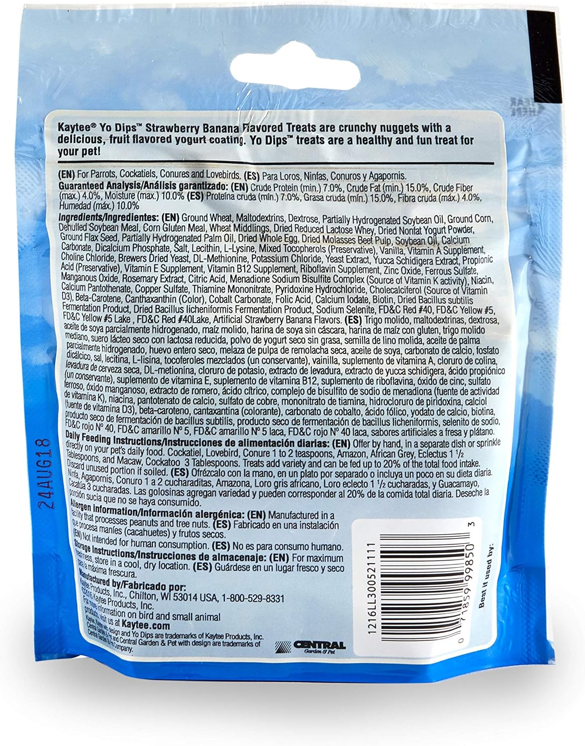Resealable 3.5 Ounce bag of Kaytee Yo Dips for pet birds