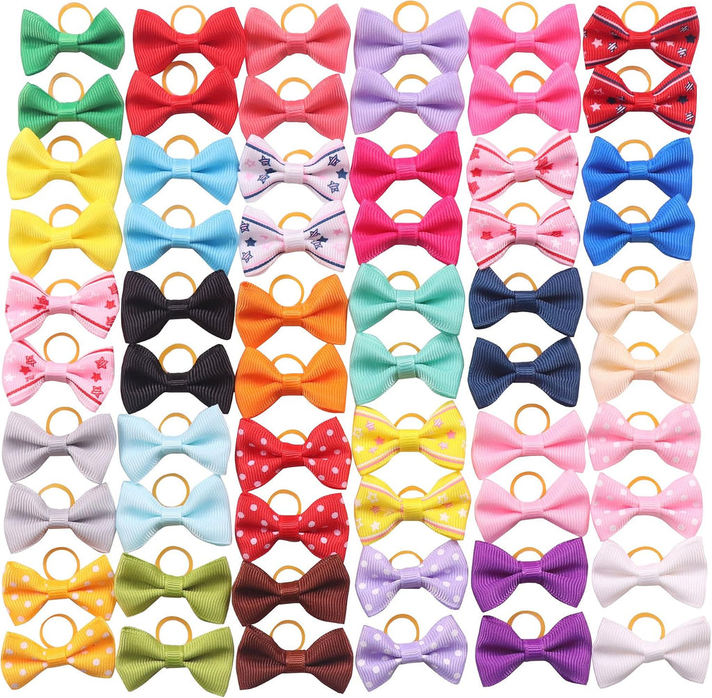 YAKA puppy dog bowknot hair bows front view showcasing variety of colors.