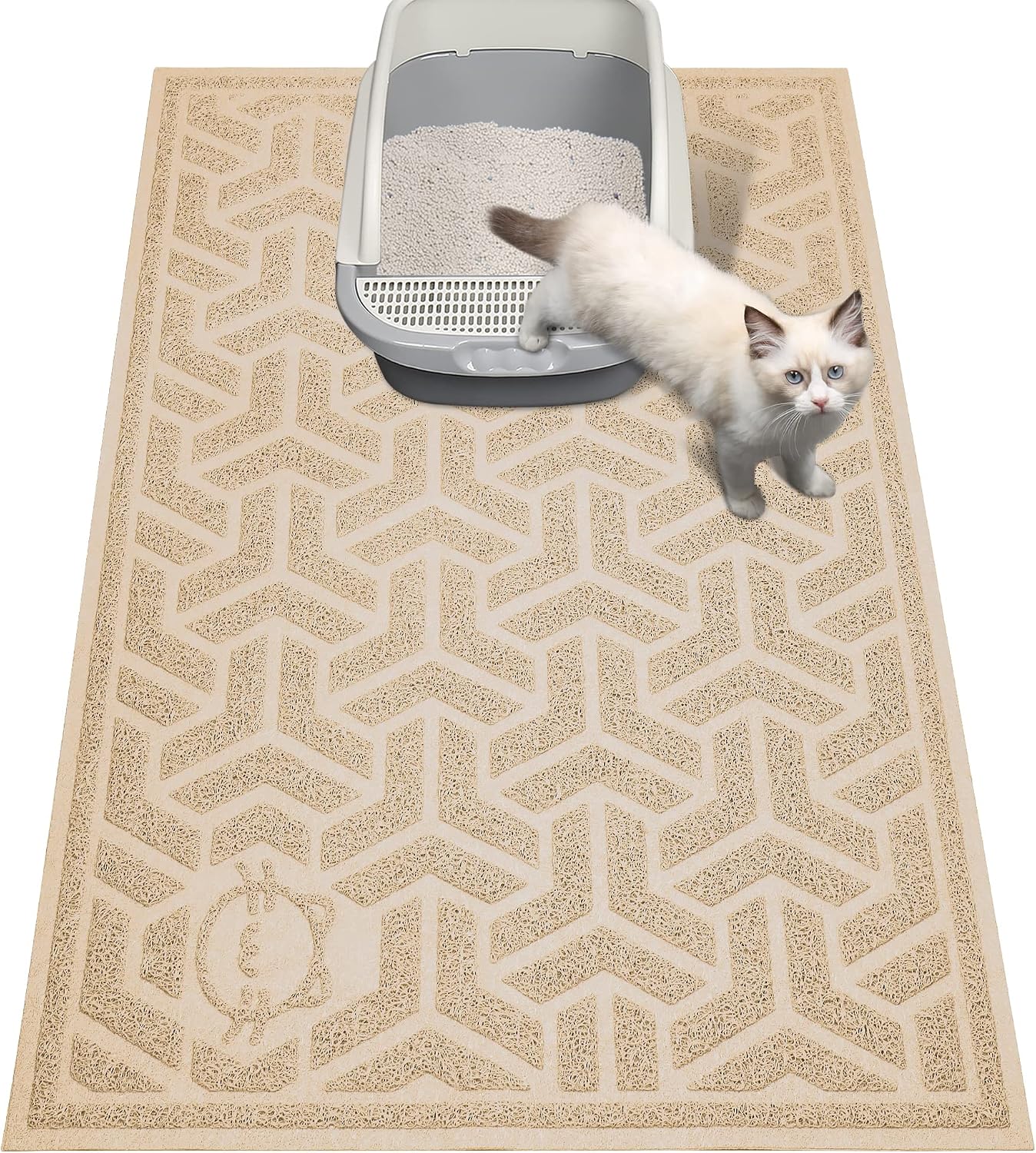 UPSKY Cat Litter Mat, Litter Trapping Mat Soft on Kitty Paws, Large Litter Box Mat 35" x 24" Scatter Control for Indoor Cats Waterproof and Extra Large Pretty Litters Carpet - Image 10