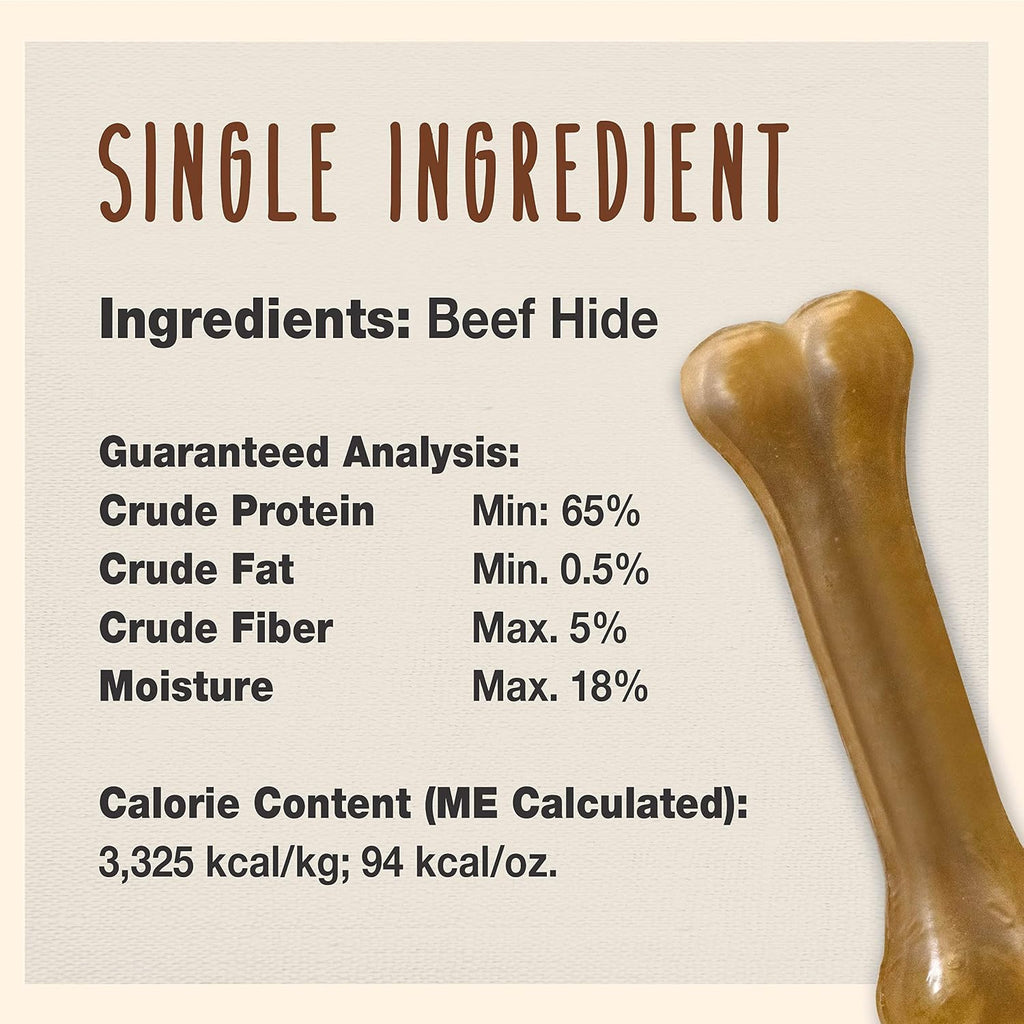 Cadet six point five inch pressed beef hide dog treats close up packaging view