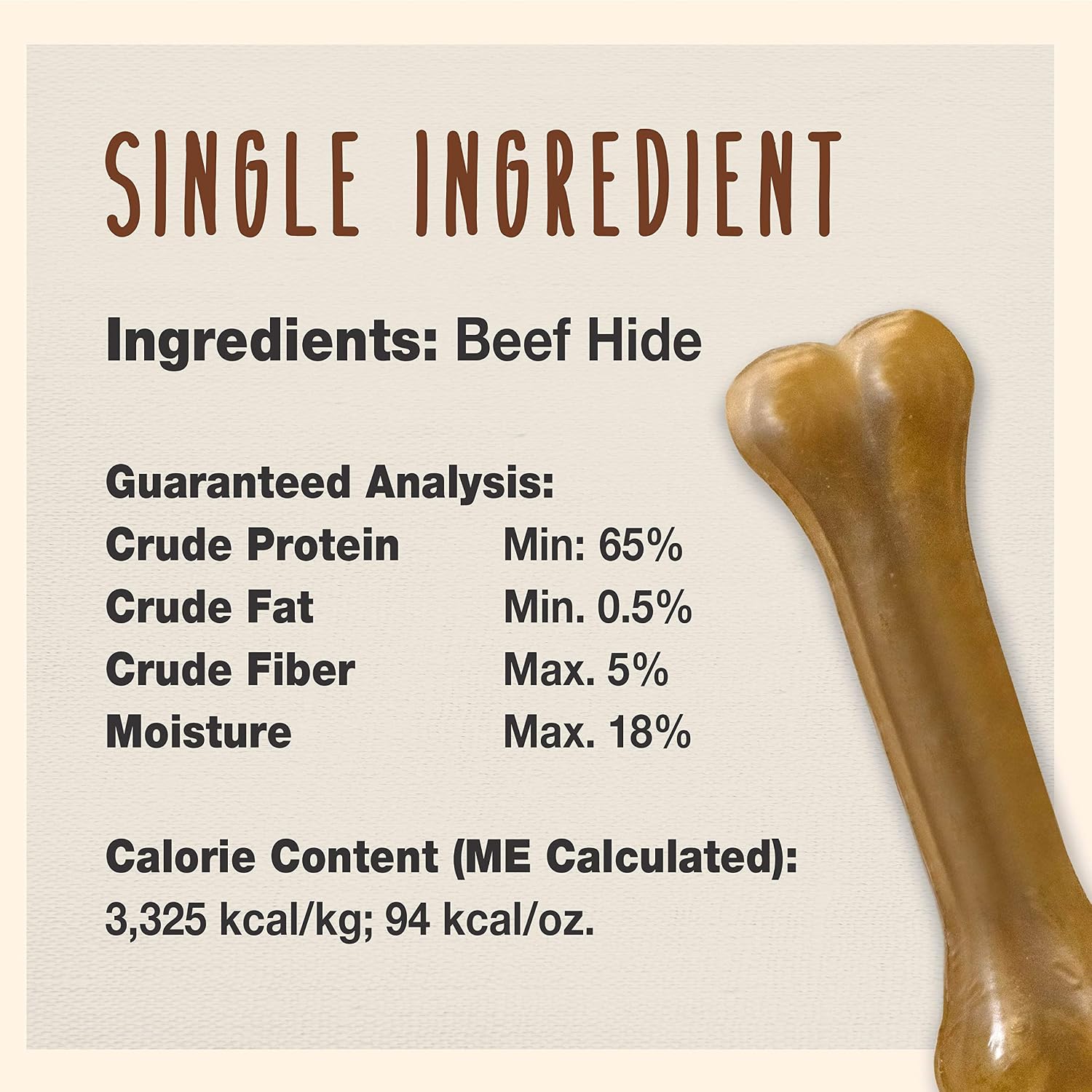 Cadet six point five inch pressed beef hide dog treats close up packaging view