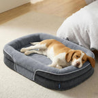 Bedsure Orthopedic Dog Beds Large Sized Dog - 360 degrees Oval Bolster Large Dogs Bed for Senior Dogs with Waterproof Washable Cover, Big Comfort Pet Sofa Couch with Ultra-Soft Fleece, Grey, 35" - Image 1
