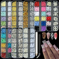 Opmadm 8 boxes 3D nail charms front view showcasing organized storage and colorful gems