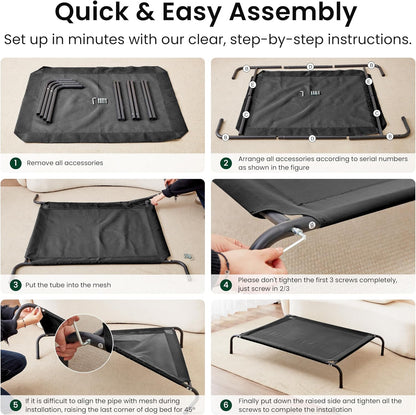Detail of skid-resistant rubber feet on dog cot frame