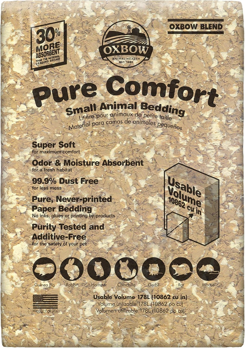 Oxbow Pure Comfort Small Animal Bedding, Odor & Moisture Absorbent Litter for Bunny Litter Box, Low Dust Bedding for Guinea Pig Cage, White Paper, 36 Liter Bag - Image 15