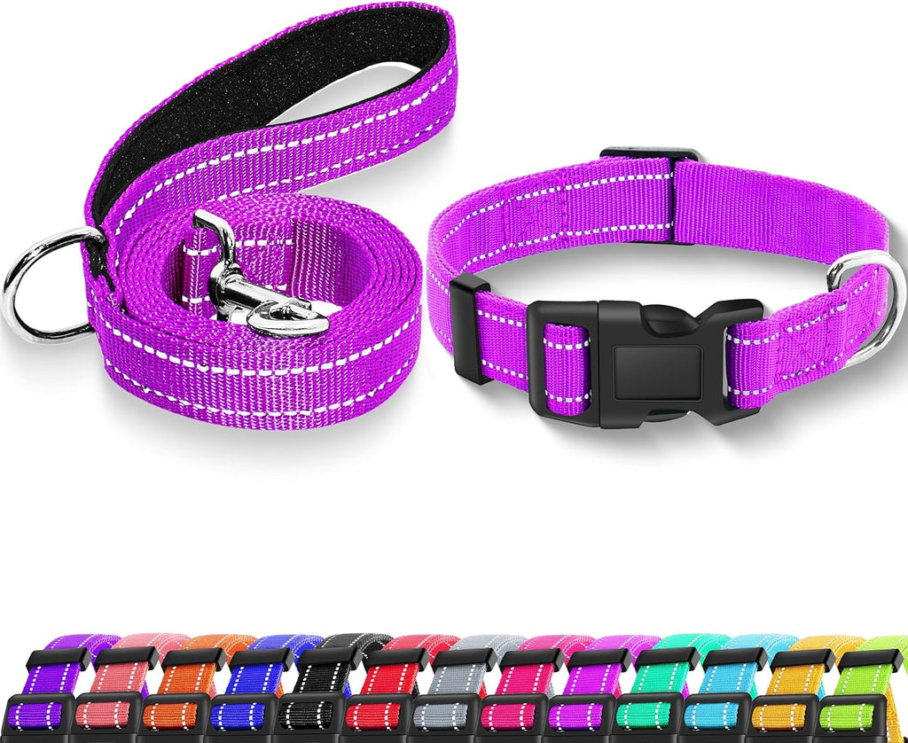Reflective Dog Collar with Safety Locking Buckle, Adjustable Soft Breathable Nylon Collars for Small, Medium and Large Dogs(Collar+Leash XS Width 5/8" Turquoise) - Image 15