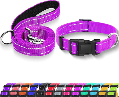 Reflective Dog Collar with Safety Locking Buckle, Adjustable Soft Breathable Nylon Collars for Small, Medium and Large Dogs(Collar+Leash XS Width 5/8" Turquoise) - Image 15