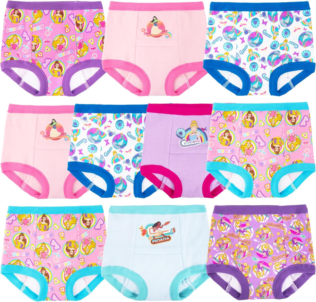 Disney Girls Princess Potty Training Pants and Panty multipack front view showing toddler underwear pack.