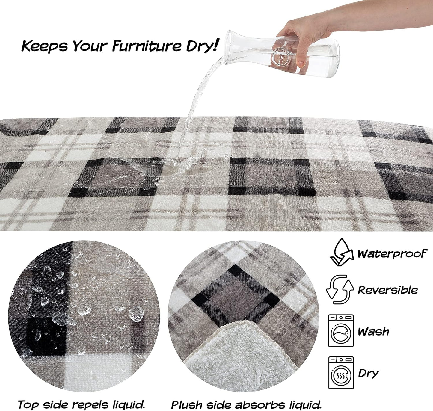 Waterproof dog couch protector blanket by Petmaker preventing liquid spills from soaking through.