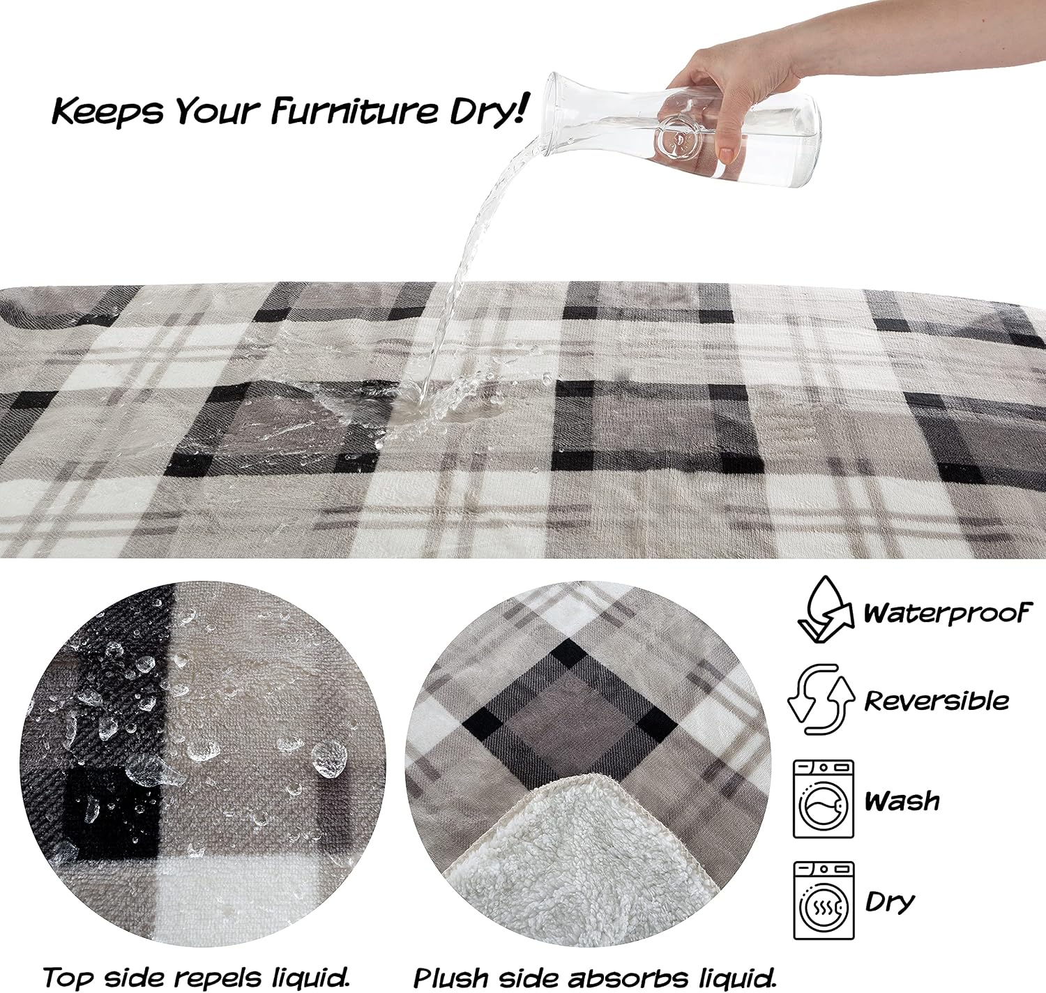 Waterproof dog couch protector blanket by Petmaker preventing liquid spills from soaking through.