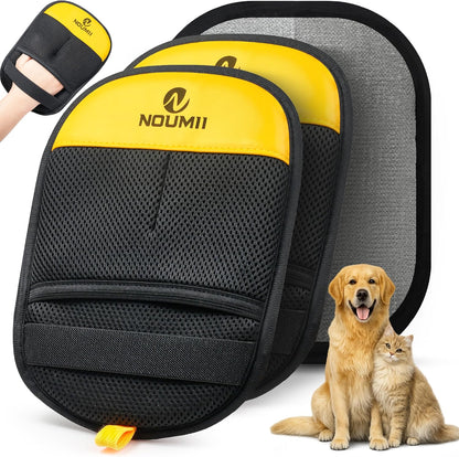 Noumii pet hair removal glove 2 pack front view for grooming