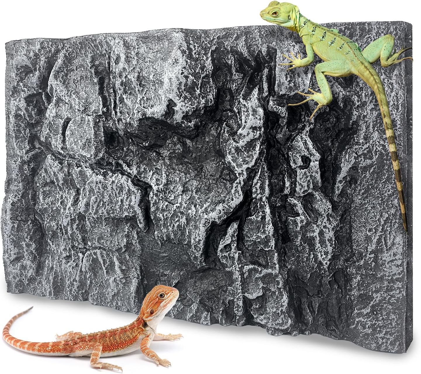 Sysmashing 3D rock terrarium background front view showing realistic grey mountain texture.