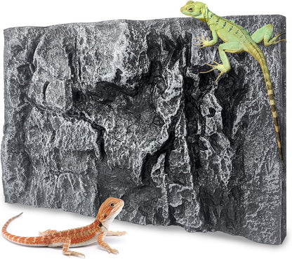 Sysmashing 3D rock terrarium background front view showing realistic grey mountain texture.
