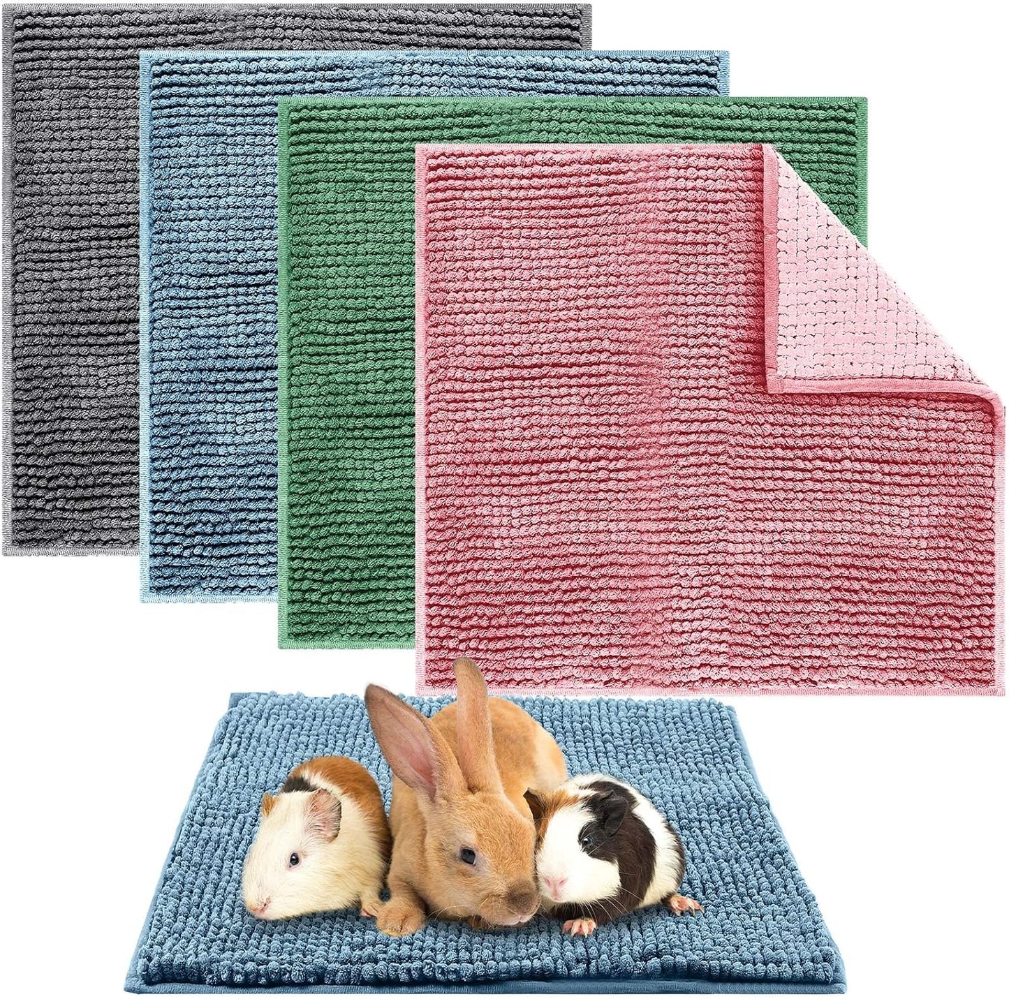 Amylove 4 Pcs Guinea Pig Cage Liner 16 x 24 Inch Washable Chenille Pee Pads Pet Dog Cat Bedding Training Mat Reusable for Small Animals Puppy Bunny Hamster Chinchilla - Image 11