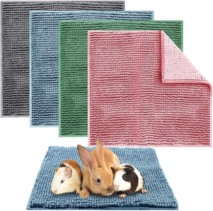 Amylove 4 Pcs Guinea Pig Cage Liner 16 x 24 Inch Washable Chenille Pee Pads Pet Dog Cat Bedding Training Mat Reusable for Small Animals Puppy Bunny Hamster Chinchilla - Image 11