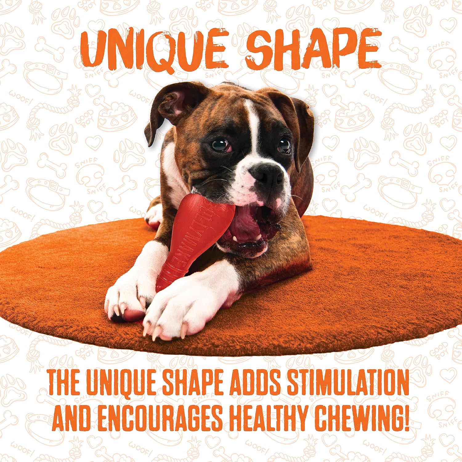 Bullymake steak chew toy held by hand to show size scale.