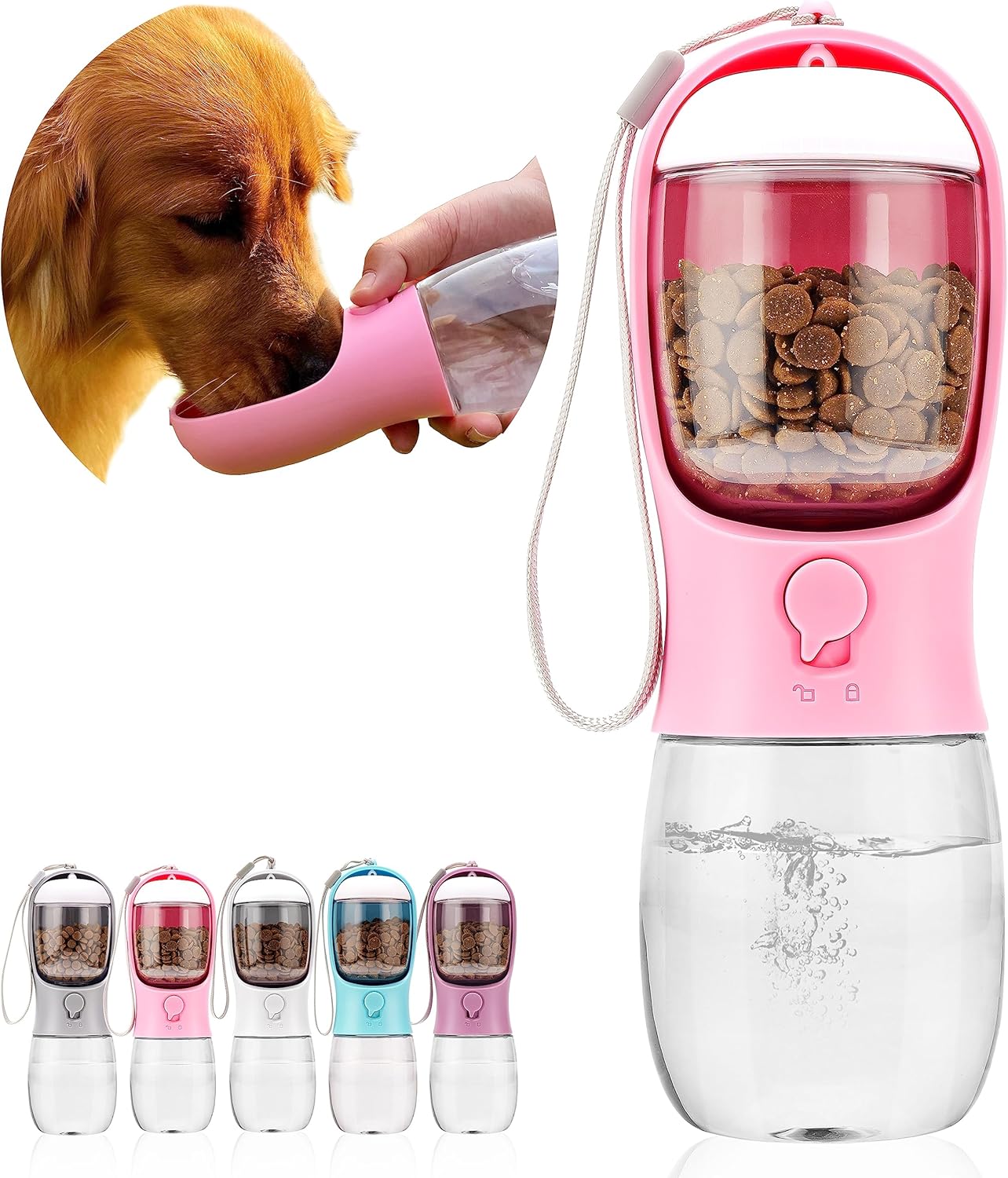 Dog Water Bottle with Food Container, Portable Leak Proof Pet Water Dispenser for Walking Hiking Travel, Puppy Essentials Accessories for Small Large Dogs, Dog Gifts (10oz/15oz/19oz) - Image 15