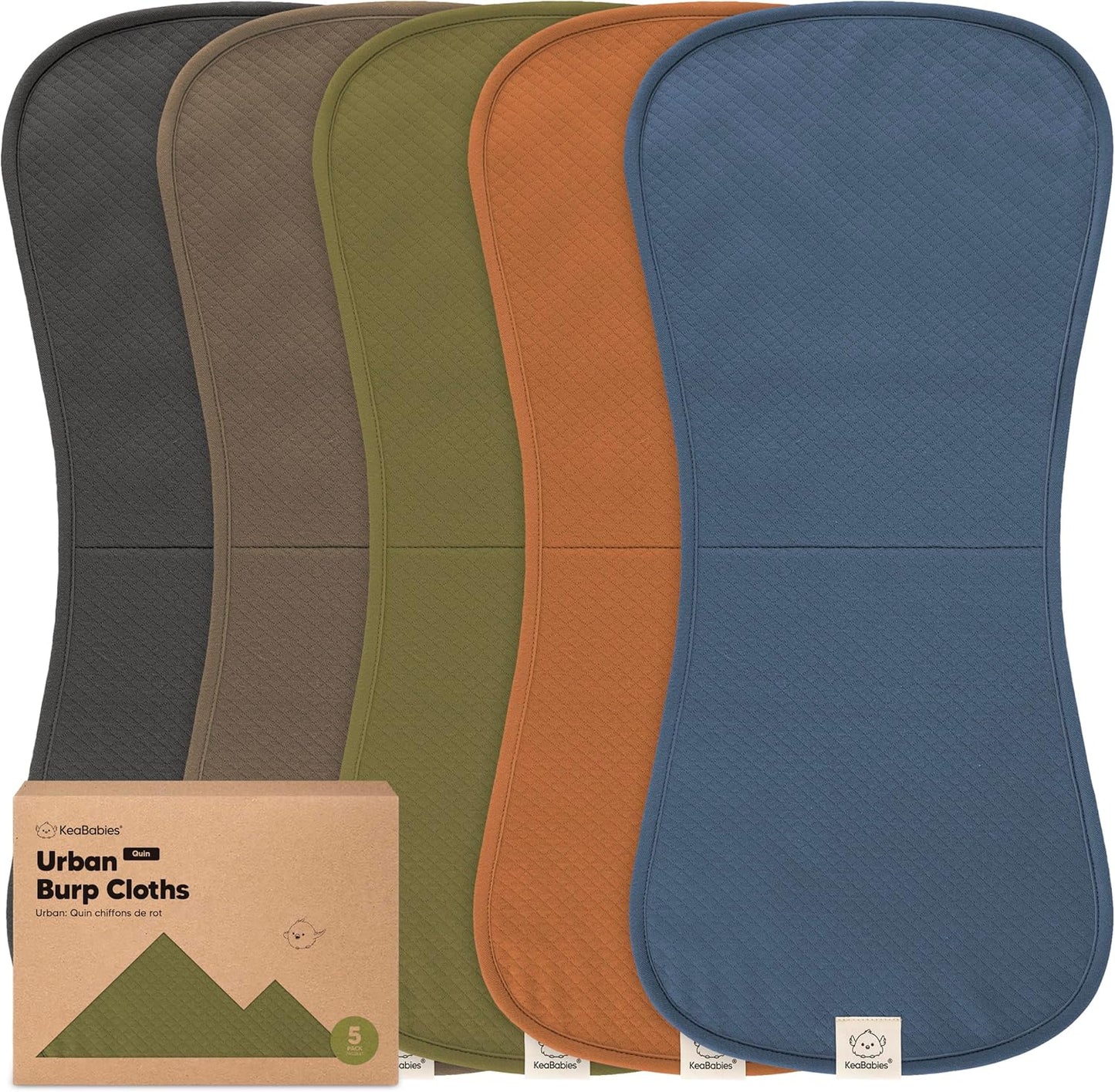KeaBabies 5-Pack Organic Quin Burp Cloths front view
