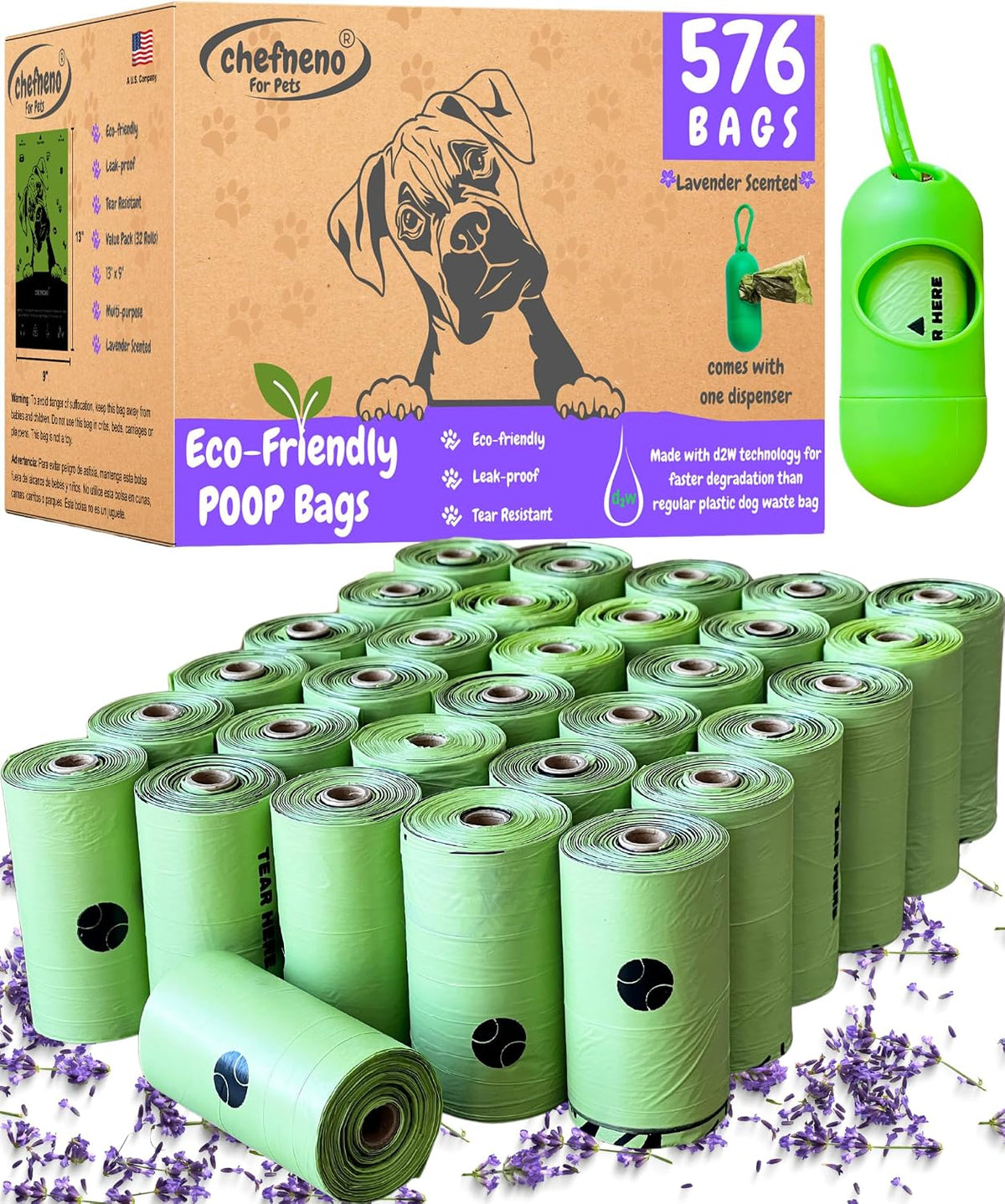 Doggy Poop Bags Biodegradable with Dispenser (1440 Bags) Eco-friendly Dog Waste Pickup Bags Landfill-friendly Refill Rolls Cat Waste Bags (Green, 72 Rolls, Unscented) - Image 10