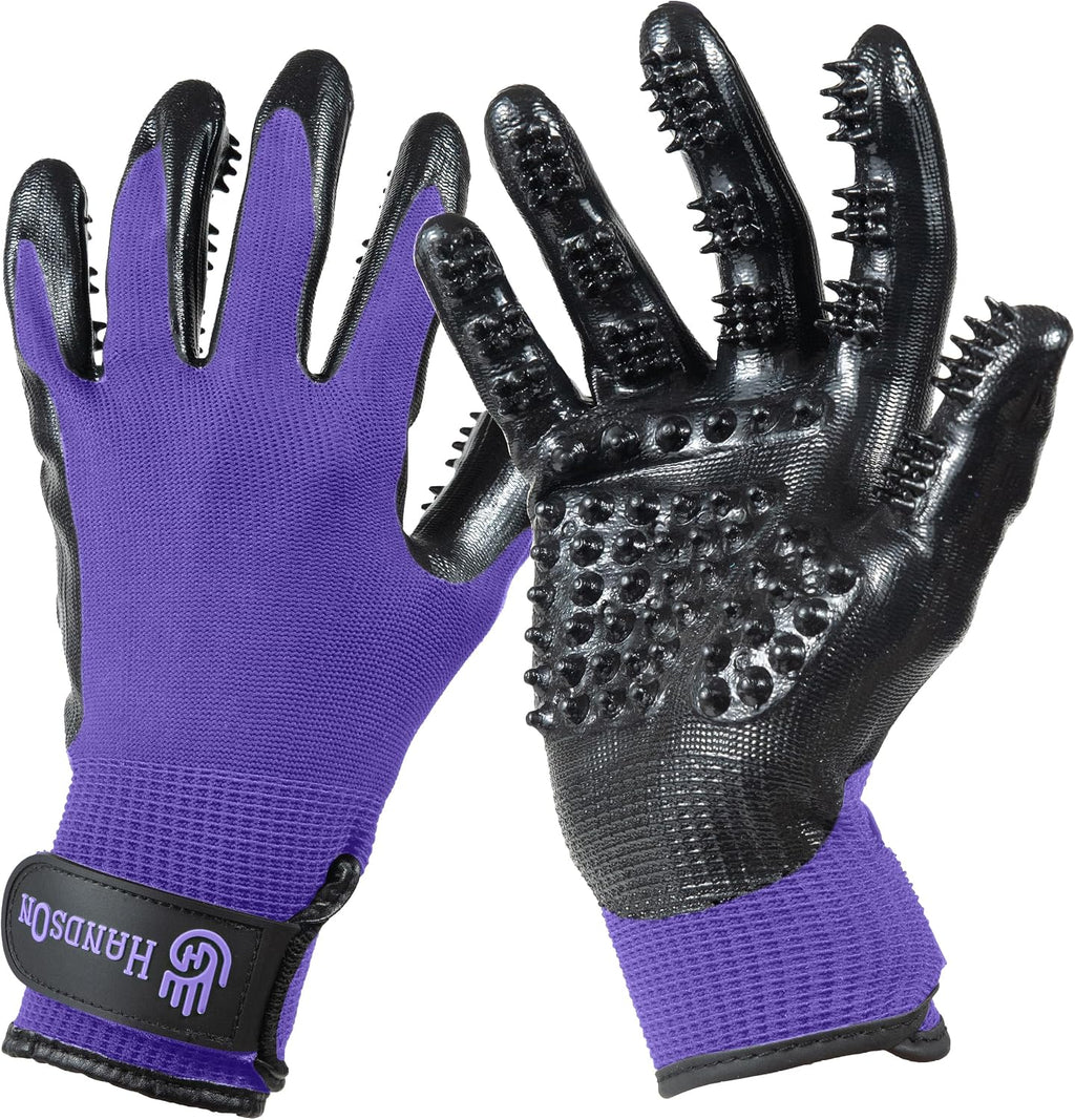 Demonstration of removing hair from H HandsOn gloves