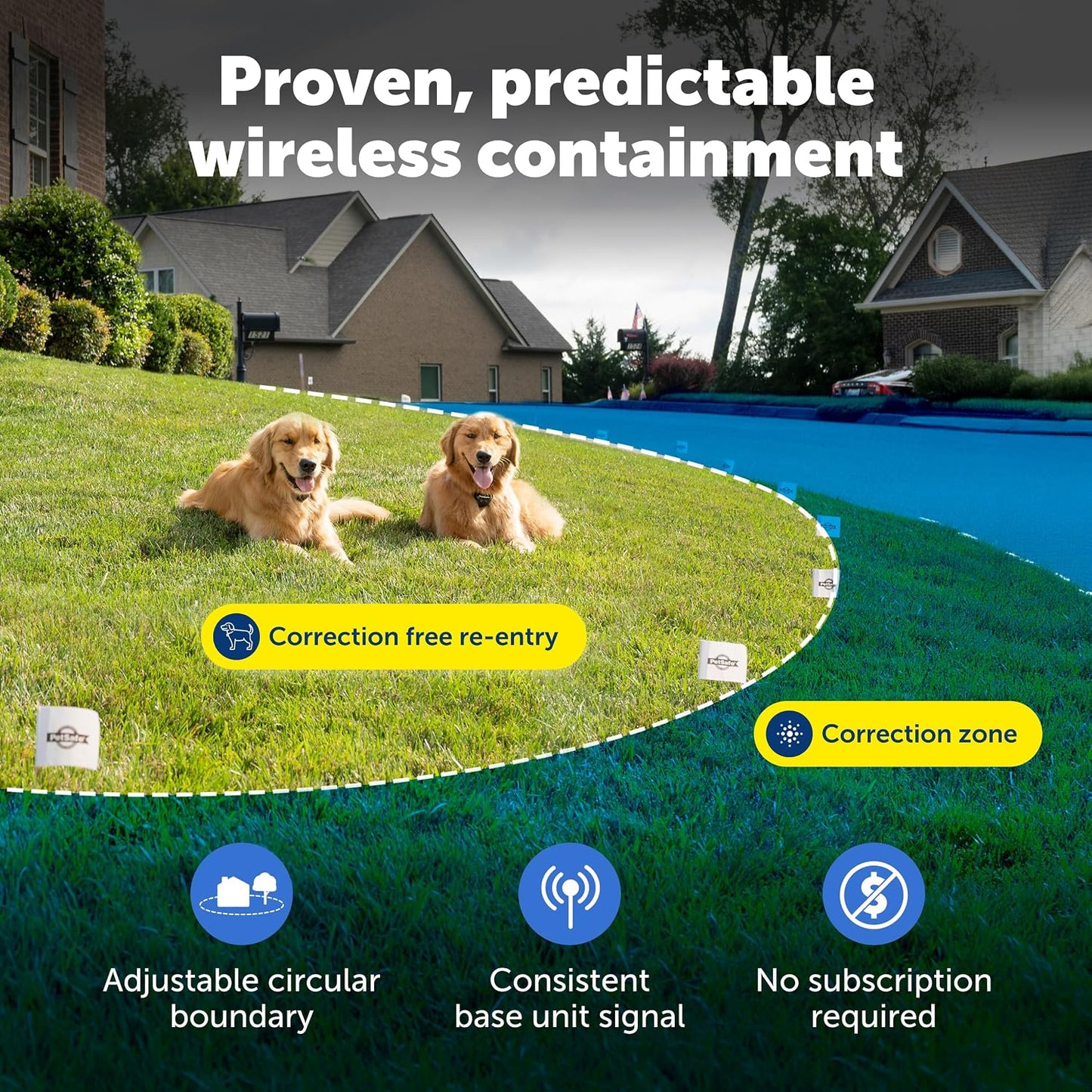 PetSafe indoor wireless transmitter showing the boundary control panel and circular coverage settings.