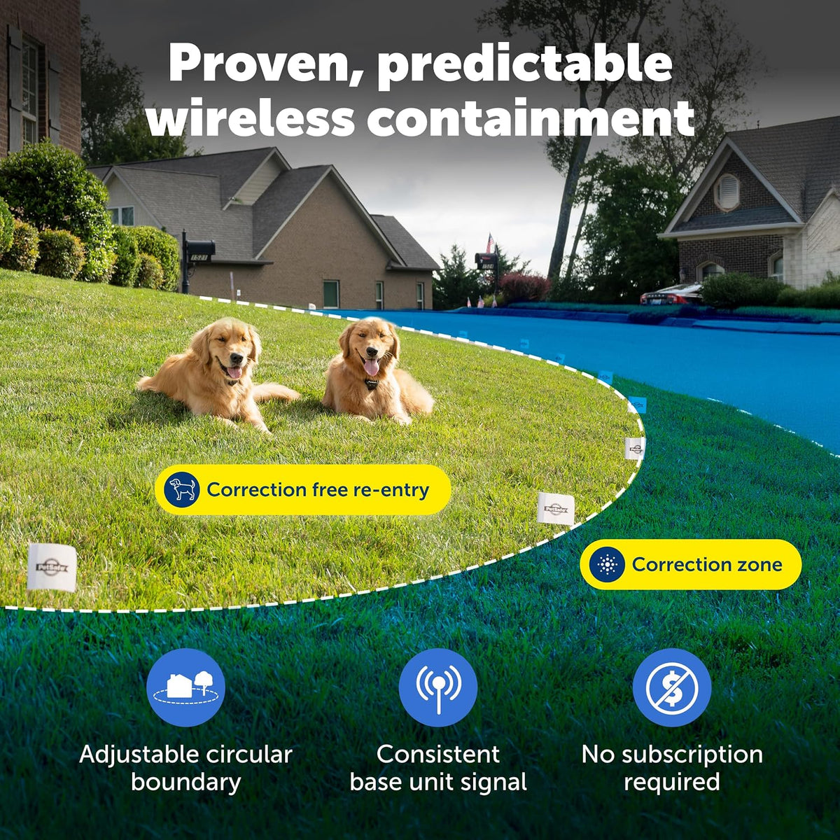 PetSafe indoor wireless transmitter showing the boundary control panel and circular coverage settings.