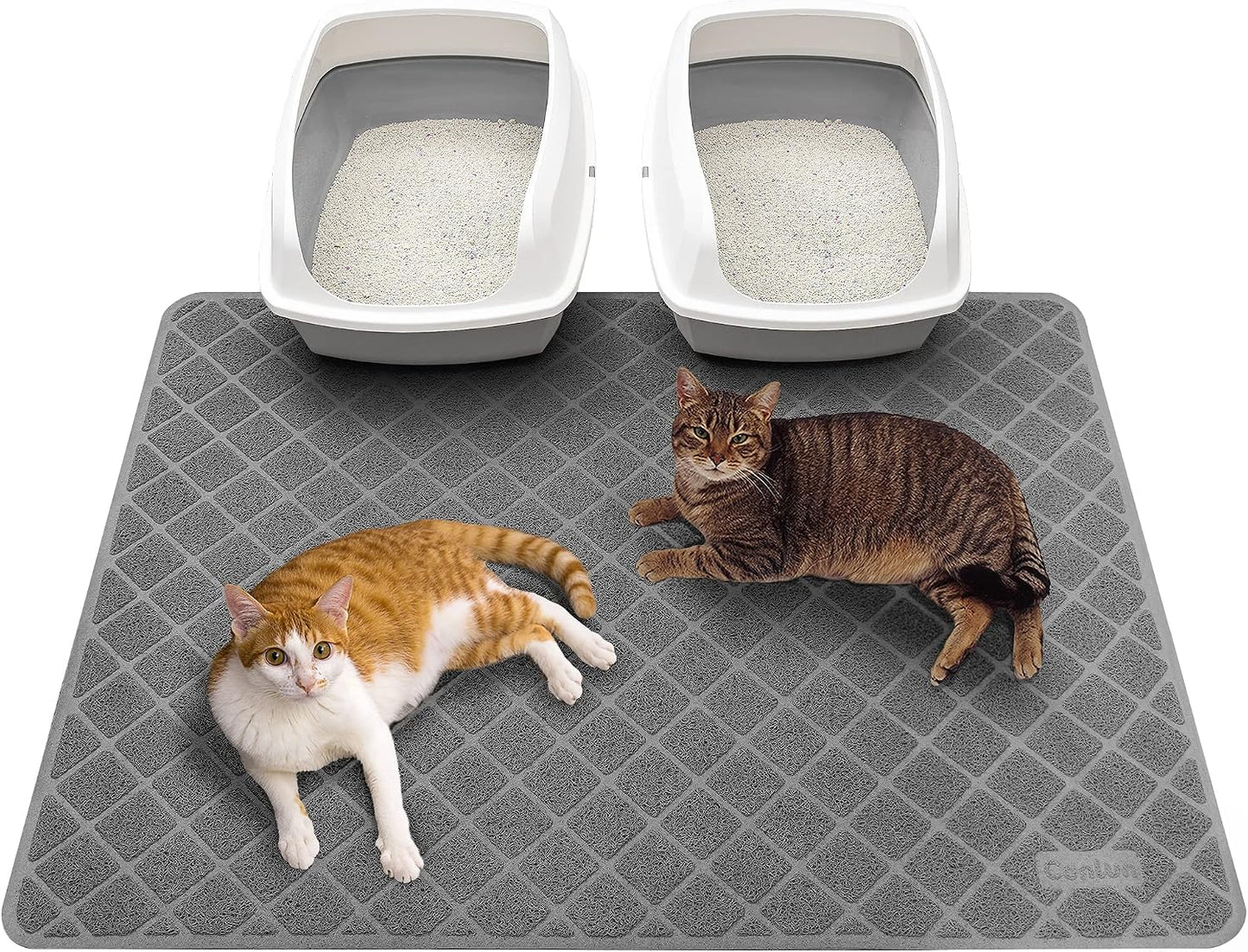 Conlun Cat Litter Mat Litter Trapping Mat, Premium Durable PVC Grid Mesh with Scatter Control, Non-slip, Less Waste Cat Litter Box Mat, Soft on Kitty's Paws, Urine Waterproof, 24" x 17" Grey - Image 15