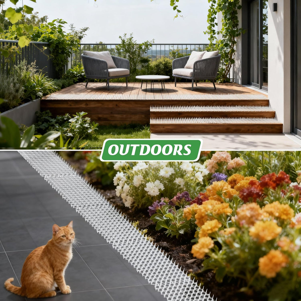 Oceanpax cat repellent mat being trimmed to size