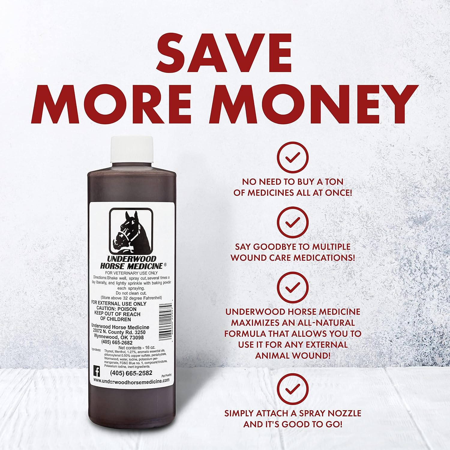 Underwood horse medicine bottle with spray trigger