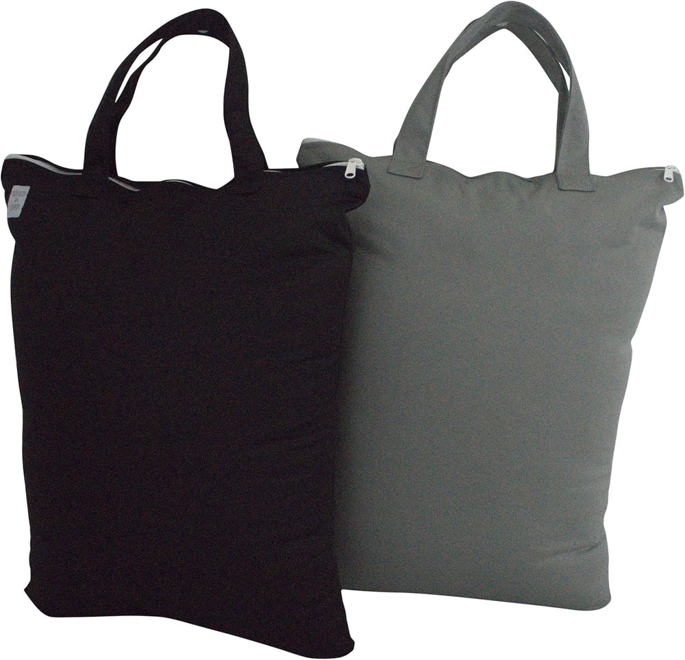 Mom & Bab wet bags in black and gray front view