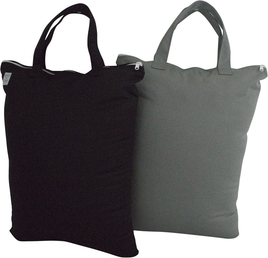 Mom & Bab wet bags in black and gray front view