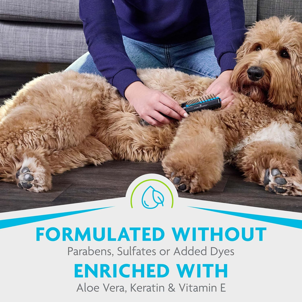 Moisturizing FURminator leave in coat conditioner for long haired dogs