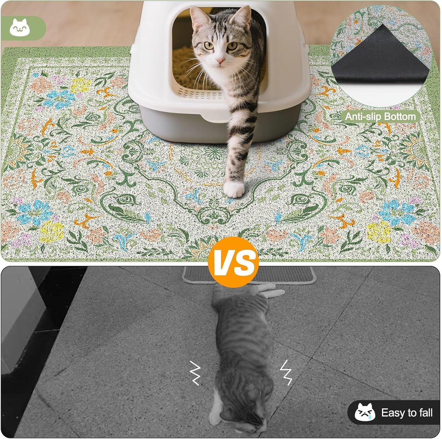 Washable cat litter mat being rinsed with water for easy cleaning