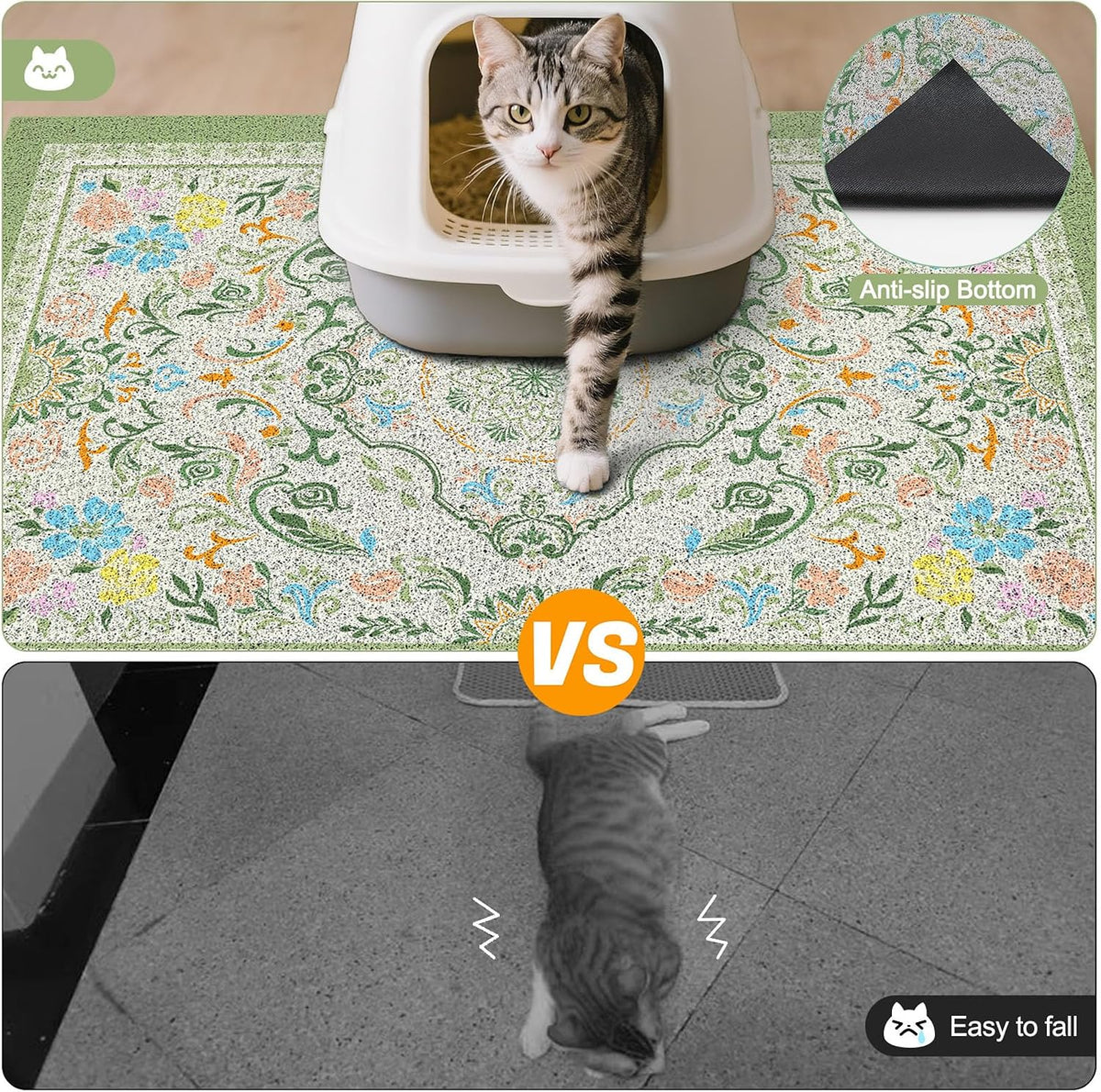 Washable cat litter mat being rinsed with water for easy cleaning