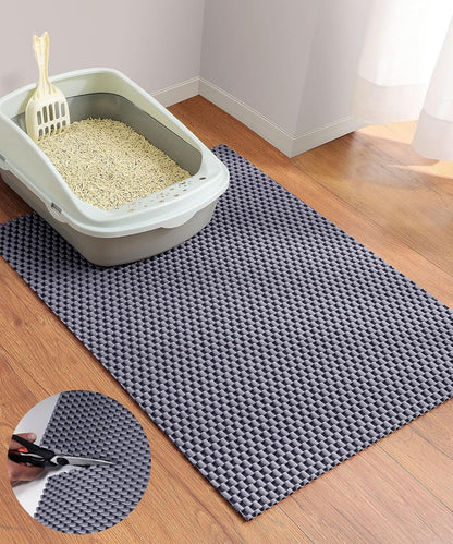 Cooyes Cat Litter Mat - Cut to Fit Any Place, 35"x23" Large Litter Trapping Mat for Litter Box, Easy to Clean, Waterproof & Non-Slip Kitty Pad, Scatter Control to Protect the Floor (Khaki) - Image 13