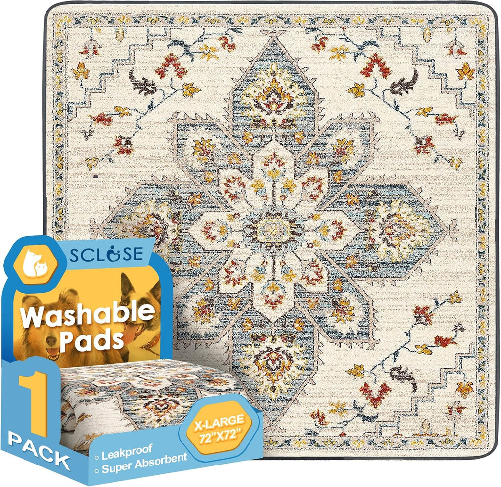 SCLOSE Washable Pee Pad for Dogs, 32" x 24" Reusable Puppy Pads Waterproof Dog Rugs, Super Absorbent, Leakproof, Dog Crate Pad, Playpen Mat, Whelping Pads, Vintage - Image 11