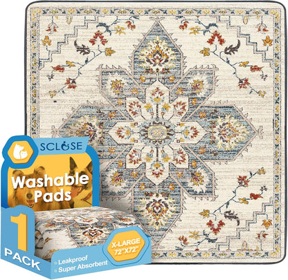 SCLOSE Washable Pee Pad for Dogs, 32" x 24" Reusable Puppy Pads Waterproof Dog Rugs, Super Absorbent, Leakproof, Dog Crate Pad, Playpen Mat, Whelping Pads, Vintage - Image 11