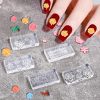 Lnngub Wenewfine 5 Pieces Flower Nail Charm Molds front view showing transparent silicone layout.
