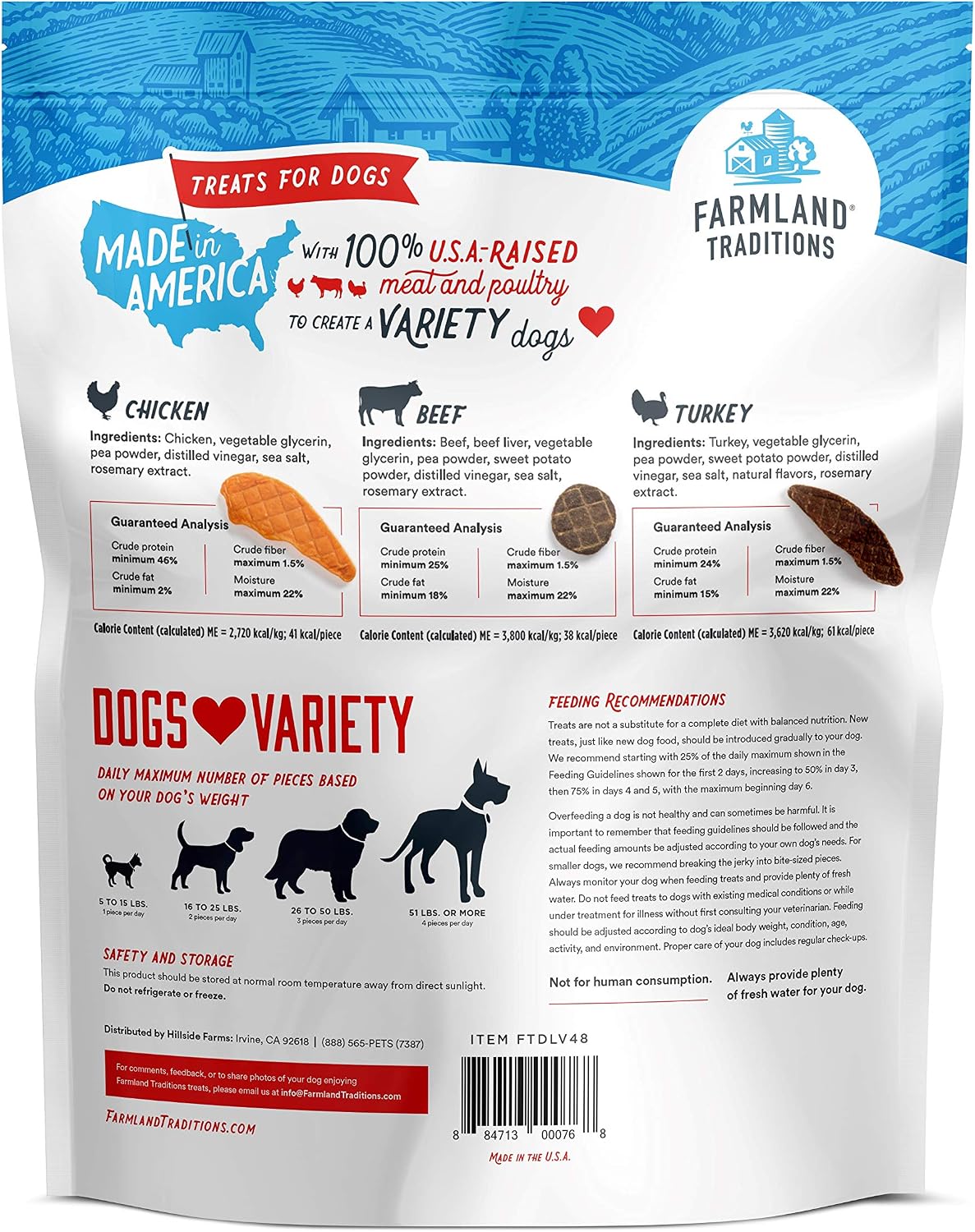 Three pound bag of premium USA-made dog jerky treats