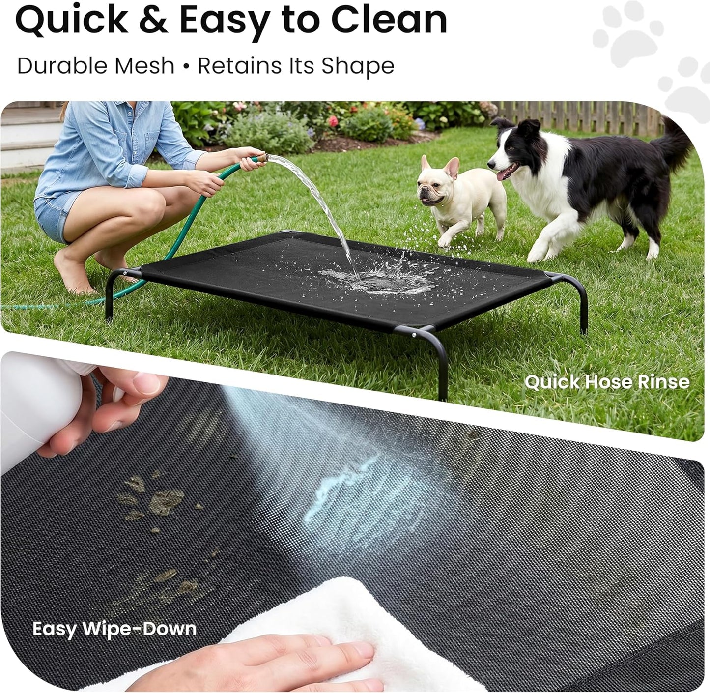 Top view of 48 inch Love's Cabin elevated dog cot