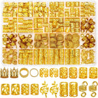 Lucomb gold hair jewelry set front view showcasing all 220 pieces