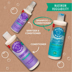 Lifestyle shot of Buddy Wash shampoo for dog bath time