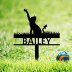 Custom Cat Name Memorial Grave Stake Marker, Personalized Floral Cat Memorial Grave Marker, Customized Flowers Butterfly Cat Memorial Stake Outdoor Metal Grave Plaque Cat Memorial Statue - Image 12