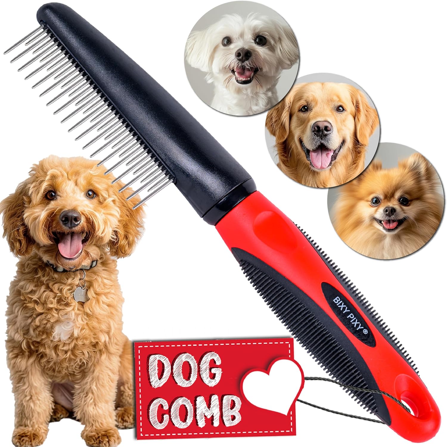 Dog Slicker Brush - Large - Protective Ball Tipped Pins Massages Pet Skin - Professional Groomer Dog Brush for Goldendoodle - Golden Retriever Brush (Large Size) - Image 9
