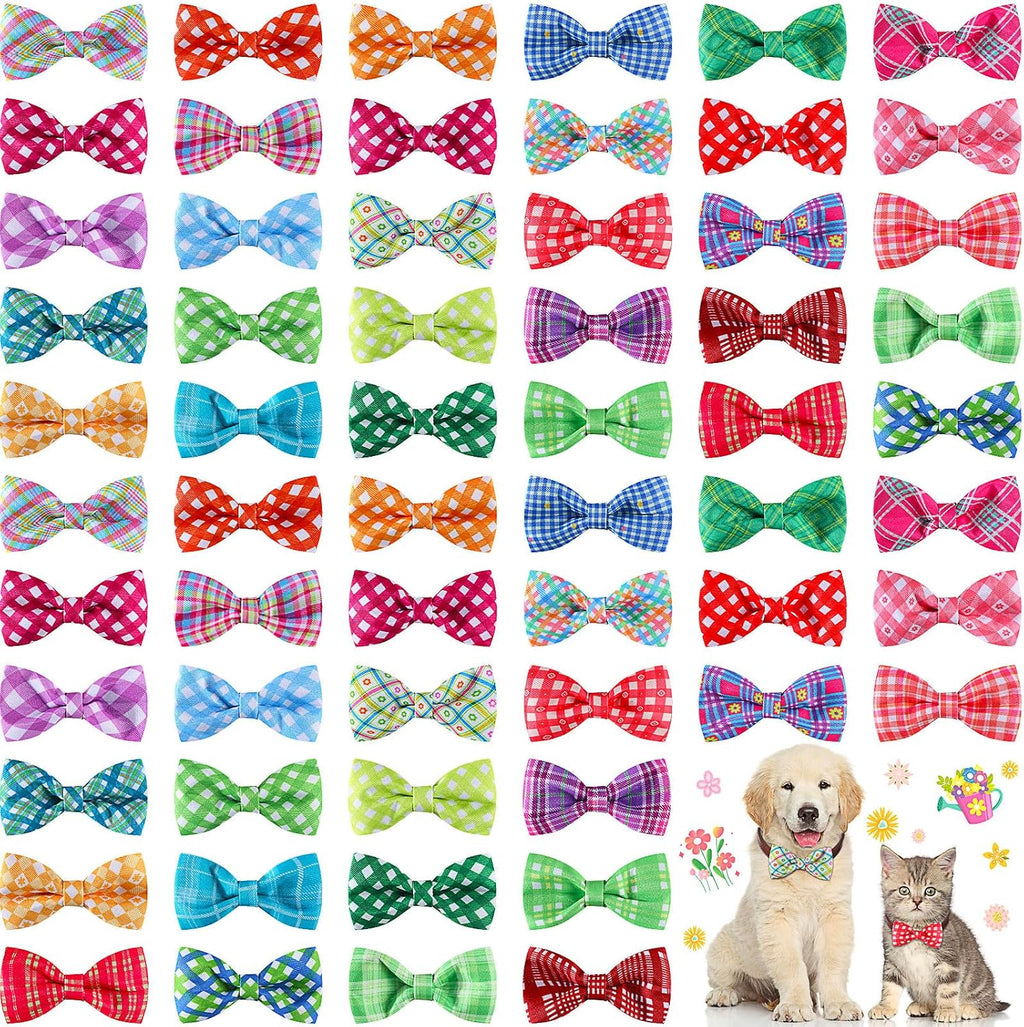 Silkfly Spring Plaid Dog Collar Bow Ties 60 piece assortment package front display